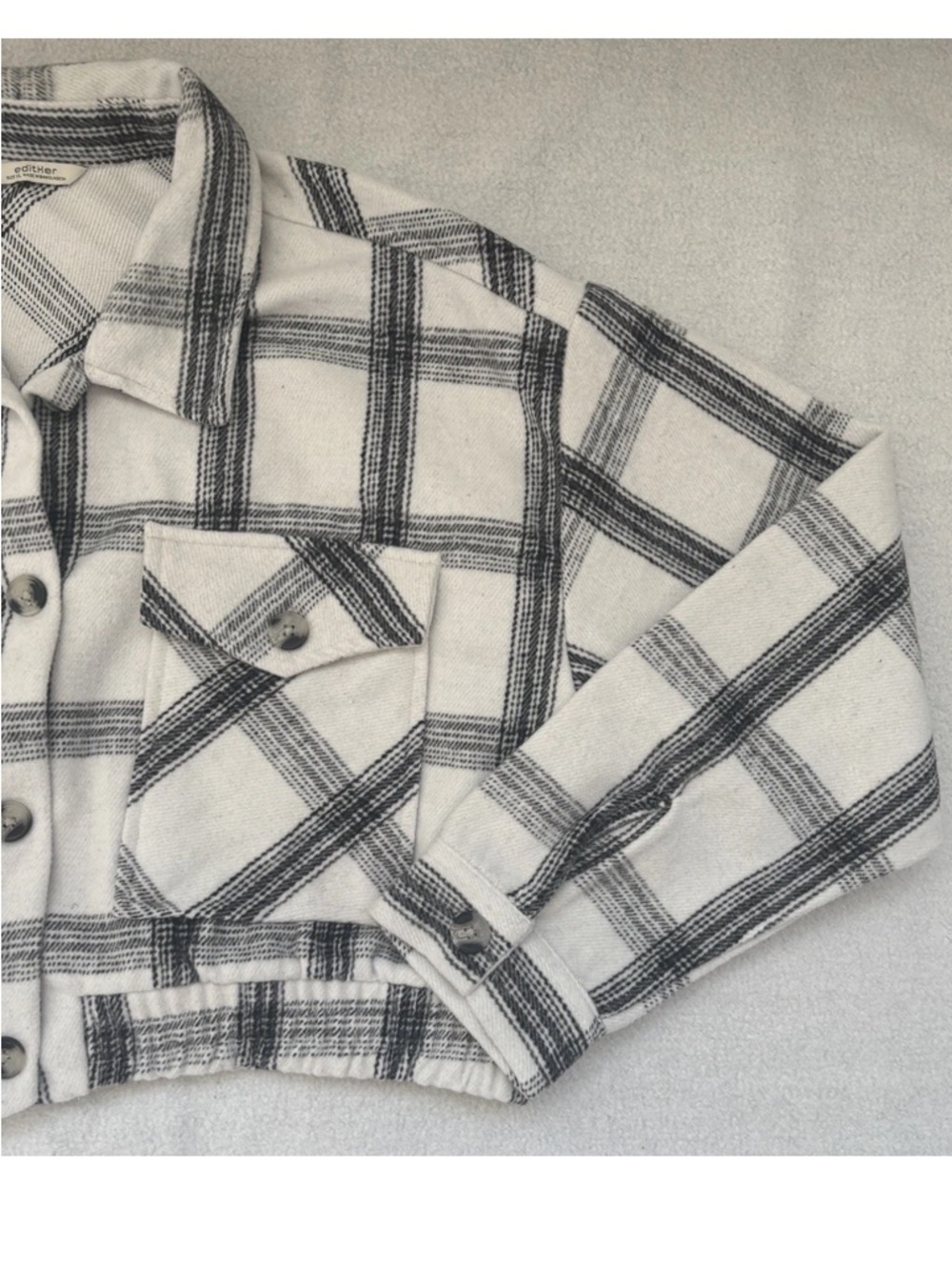 EditHer Woman’s Black And White Plaid Shacket Buffalo Check Pattern Size XL NWT - Picture 3 of 6